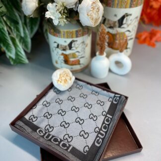 GUCCİ ÇİFT TARAFLI KAŞMİR İPEK EŞARP 7859- GRİ