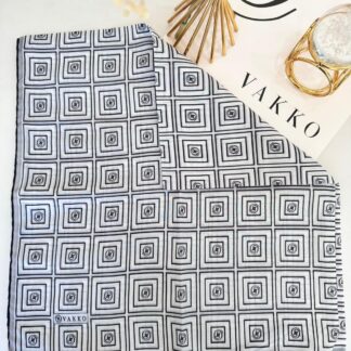Vakko Kare Desen Pamuk Soft Eşarp 610144 - Gri/Siyah