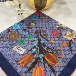 Gucci Bahar Esintisi Pamuk Eşarp - İndigo - Organic ScarfsOrganic Scarfs