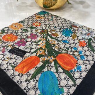 Gucci Bahar Esintisi Pamuk Eşarp - Siyah - Organic ScarfsOrganic Scarfs