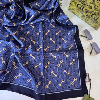 Gucci Lacivert İthal İpek Eşarp 55467