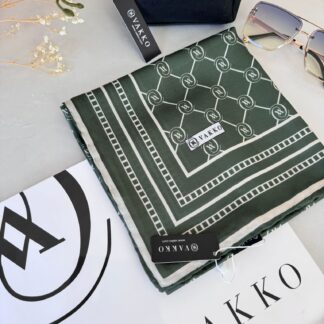 Vakko Monogram Desen Pamuk Soft Eşarp 21510 - Haki
