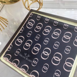 Halka Desen Twill İpek Eşarp - Siyah - Bej - Organic ScarfsOrganic Scarfs