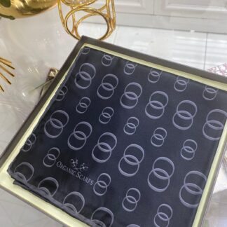 Halka Desen Twill İpek Eşarp - Siyah - Organic ScarfsOrganic Scarfs