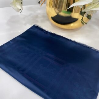 Hermes Desenli İpeksi Jakar Şal - Lacivert - Organic ScarfsOrganic Scarfs