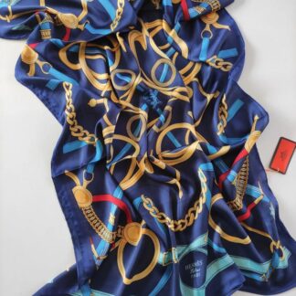 Hermes İthal Vual İpek Şal - Lacivert - Organic ScarfsOrganic Scarfs