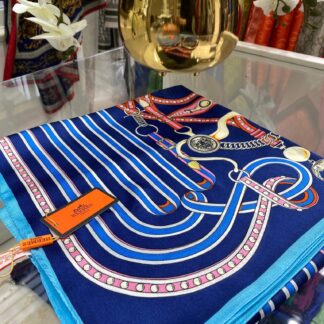 Hermes İthal Vual İpek Şal - Lacivert - Organic ScarfsOrganic Scarfs