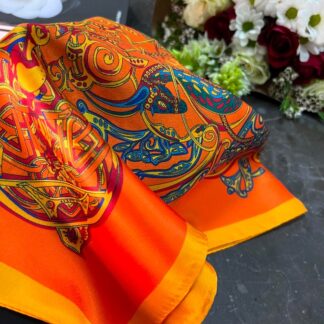 Hermes İthal Vual İpek Şal - Turuncu - Organic ScarfsOrganic Scarfs