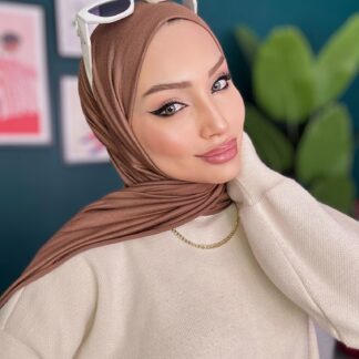 Organic Scarfs Tesettür Penye Şal Hijap Modeli - Çikolata