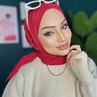 Organic Scarfs Pamuk Kraş Cazz Şal Modeli - Kırmızı