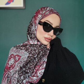 etnik hint deseni pamuk ipek şal -313131 açık kiremit