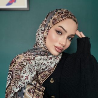 etnik hint deseni pamuk ipek şal -313131 açık sarı/gri