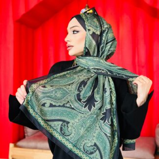 Etro Pamuk İpek Şal -987654 Siyah yeşil