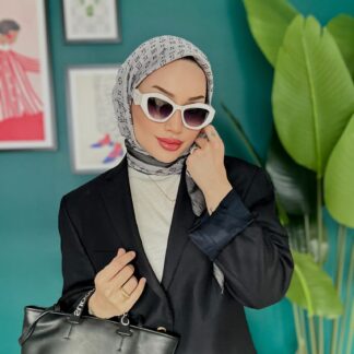 Lv Çift Taraflı Kaşmir İpek Eşarp 10445 - Gri