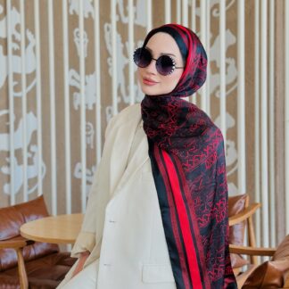 Dior Çift Taraflı İthal Vual İpel Şal 78632 - Bordo - Siyah