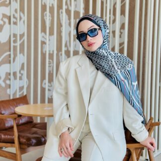 Burberry Çift Taraflı İthal Vual İpel Şal 78631 - Buz Mavisi - Siyah