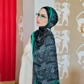 Dior Çift Taraflı İthal Vual İpel Şal 78632 - Bennetton-Su Yeşili