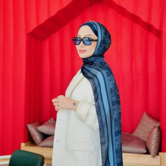 Dior Çift Taraflı İthal Vual İpel Şal 78632 - İndigo-Petrol