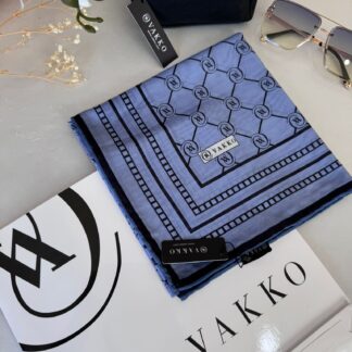 Vakko Monogram Desen Pamuk Soft Eşarp 21510 - İndigo
