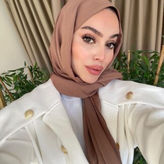 İthal Medine İpeği Krinkıl Şal - Kahve - Organic ScarfsOrganic Scarfs