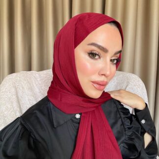 İthal Medine İpeği Krinkıl Şal - Kırmızı - Organic ScarfsOrganic Scarfs