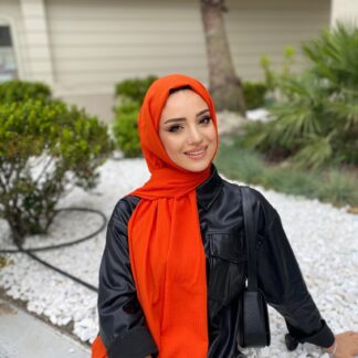 İthal Pamuk Soft Krinkıl Şal - Turuncu - Organic ScarfsOrganic Scarfs