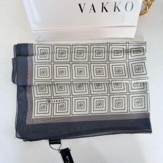 Vakko İpeksi Kare Desen Şal 61019 - Gümüş