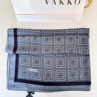 Vakko İpeksi Kare Desen Şal 61019 - Antrasit