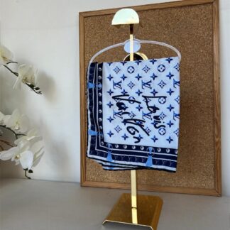 Louis Vuitton İmzalı Twill İpeksi Eşarp 491492 - İndigo