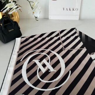Vakko Çizgili Twill Eşarp 614422 - Bej