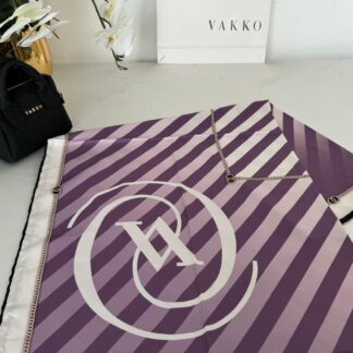 Vakko Çizgili Twill Eşarp 614422 - Mor