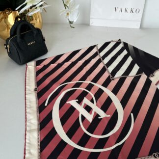 Vakko Çizgili Twill Eşarp 614422 - Pembe