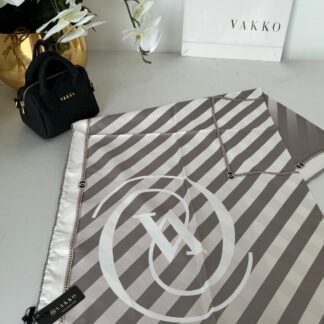 Vakko Çizgili Twill Eşarp 614422 - Vizon