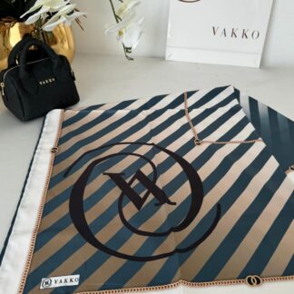 Vakko Çizgili Twill Eşarp 614422 - Petrol