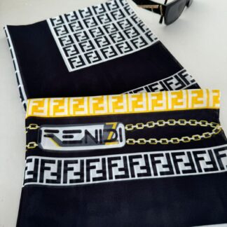 Fendi İpeksi Eşarp 241351 - Siyah/Gold