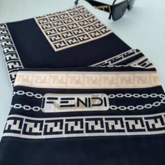Fendi İpeksi Eşarp 241351 - Siyah/Camel
