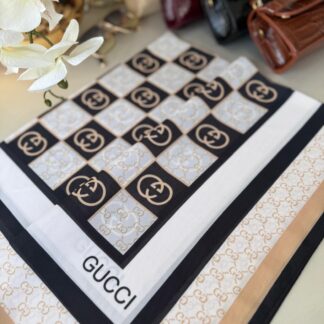 Gucci Krep İpek Eşarp 44125 - Lacivert/Bej