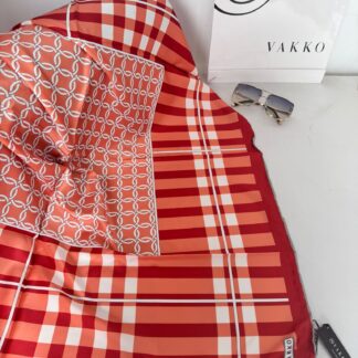 Ekose Desen Vakko Eşarp 77005 - Kırmızı