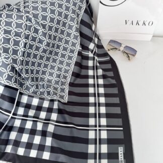 Ekose Desen Vakko Twill Eşarp 77005 - Siyah