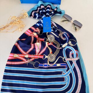 Hermes Kemer Desen Pamuk Soft Şal 61533 - Lacivert