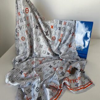 Louis Vuitton Monogram İthal Vual İpek Şal 014461 - Bebe Mavi