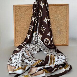 Louis Vuitton Zincir İthal Vual İpek Şal 014461 - Kahve