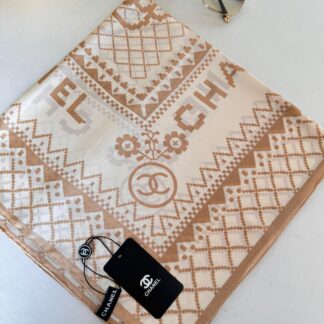 Chanel İthal Vual İpek Şal 014461 - Bej
