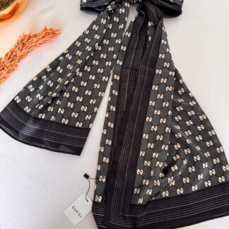 Gucci Monogram İthal Vual İpek Şal 014461 - Antrasit