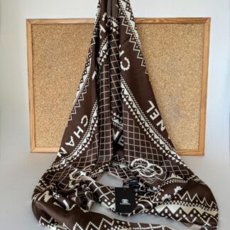 Chanel İthal Vual İpek Şal 014461 - Kahverengi