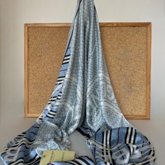Burberry İthal Vual İpek Şal 014461 - Mavi