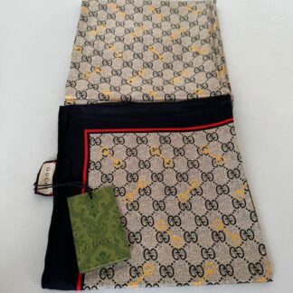 Gucci Siyah Kırmızı İthal İpek Eşarp 55467