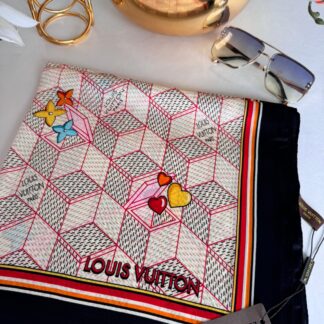 Louis Vuitton İthal Vual İpek Şal 88921 - Lacivert