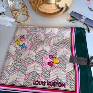 Louis Vuitton İthal Vual İpek Şal 88922 - Zümrüt