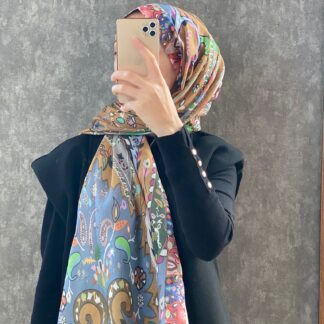 Etro Etnik Desen Pamuk Soft Şal 38630 - İndigo